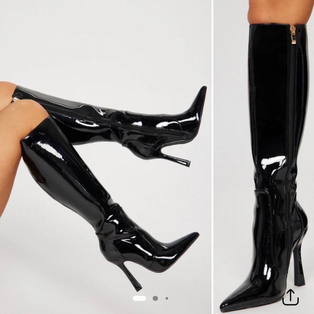 Black Knee high heeled boots
